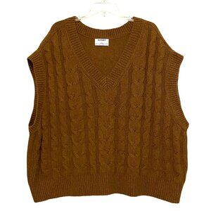 Old Navy Cable Knit Sweater Vest XXL Brown Grandpacore Light Academia Professor